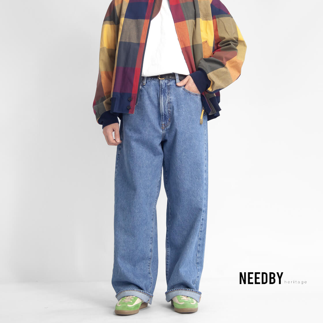 NEEDBY heritage ニードバイヘリテージ KOH ワイドストレート シンチバック デニムパンツ ジーンズ 日本製 メンズ