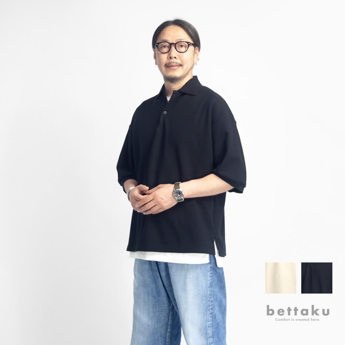 Bettaku ベッタク 鹿の子 3タックポロシャツ 日本製 メンズ