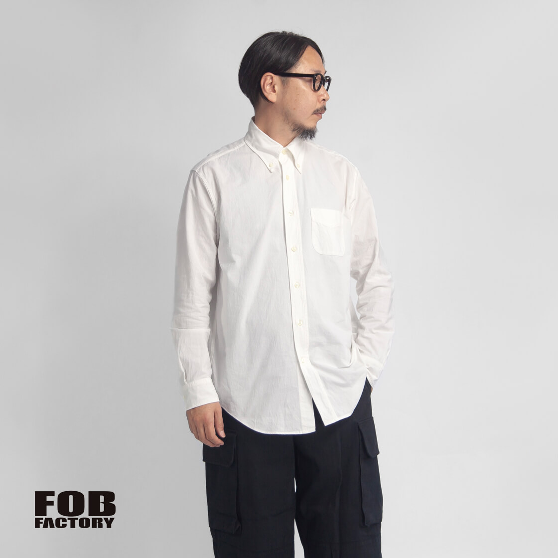 FOB FACTORY FOBファクトリー 強撚オックスフォード ボタンダウンシャツ 日本製 メンズ