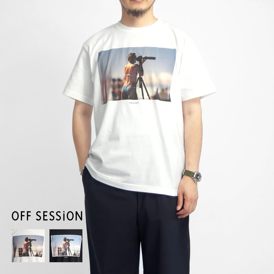 OFF SESSiON オフセッション 佐藤秀明 PHOTOGRAPHER サーフフォトプリントTシャツ メンズ