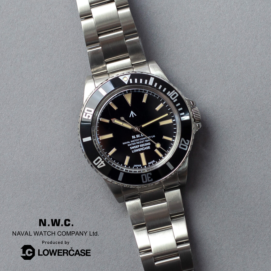 NAVAL WATCH Produced by LOWERCASE ナバルウォッチ FRXE001 3連メタルバンド 腕時計 スウィープ式クォーツ 日本製 メンズ