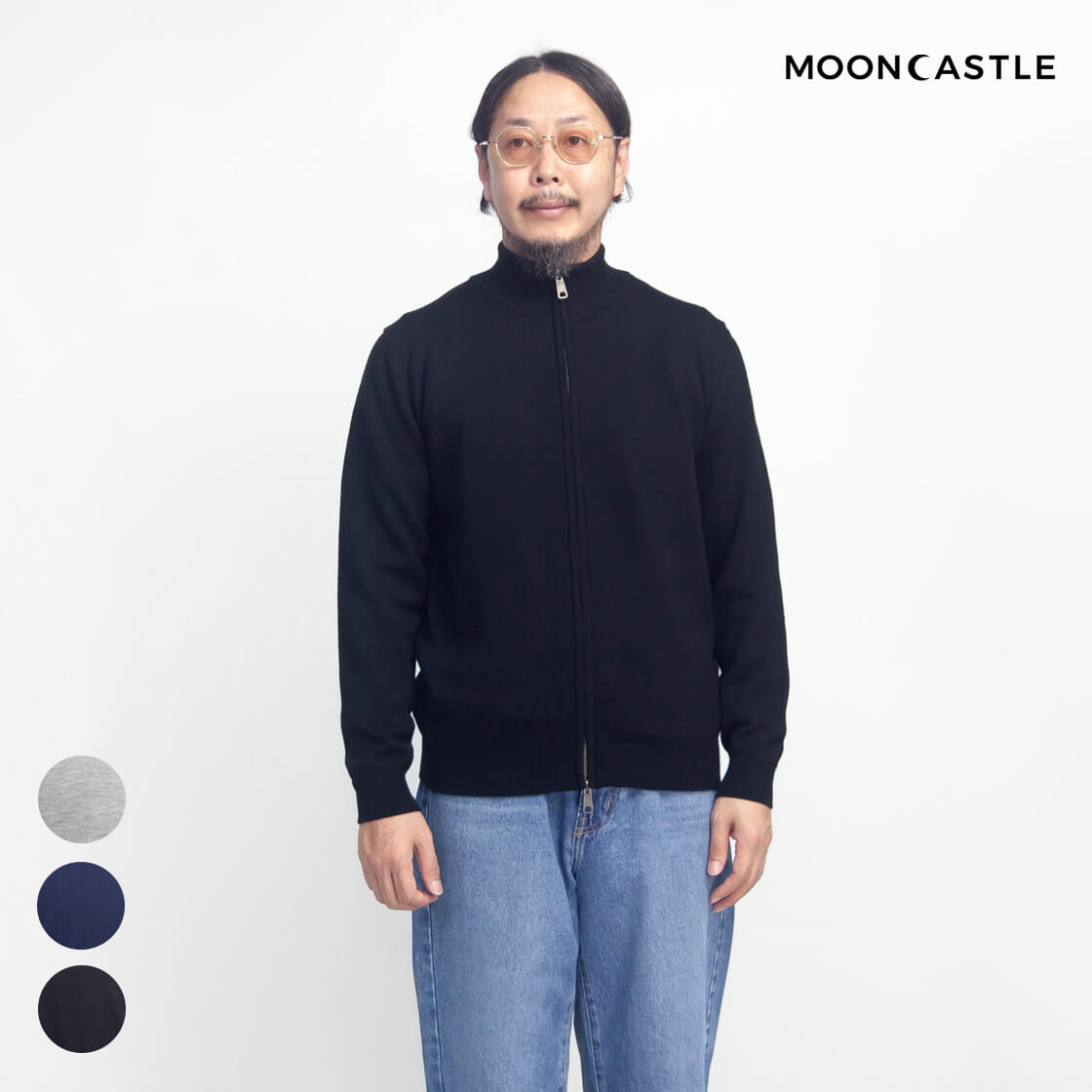 MOONCASTLE ムーンキャッスル エクストラファインメリノ ウールジップブルゾン ドライバーズニット 日本製 メンズ